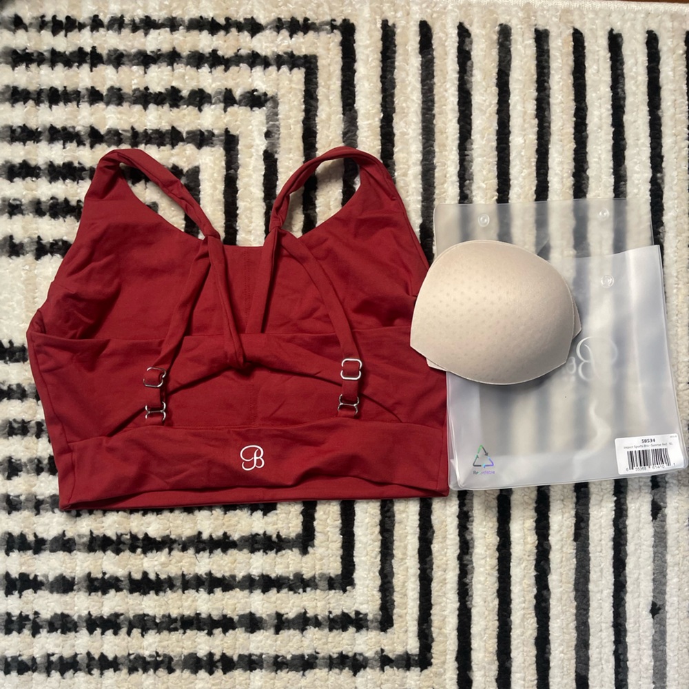 Bombshell Sportswear impact sports bra in sunrise red size XL